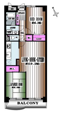 LDK19帖以上！南向き。(間取)