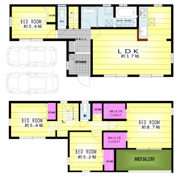 ４LDK　駐車２台可能 (間取)