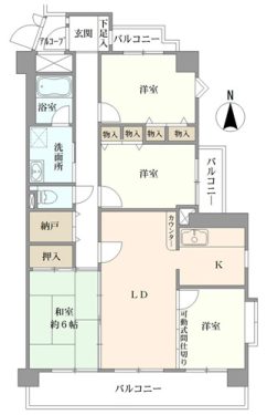 南東角部屋 4LDK+S (間取) 南東角部屋 4LDK+S (間取)